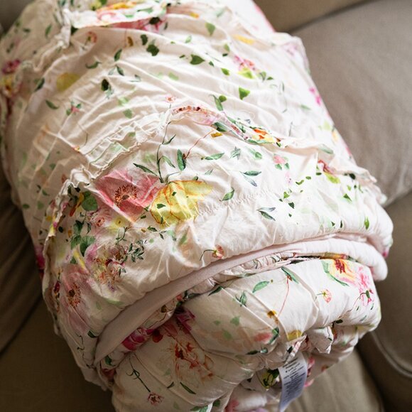 Pottery Barn Monique Lhuillier Jolie Floral Quilt Twin Great Condition - Picture 5 of 5